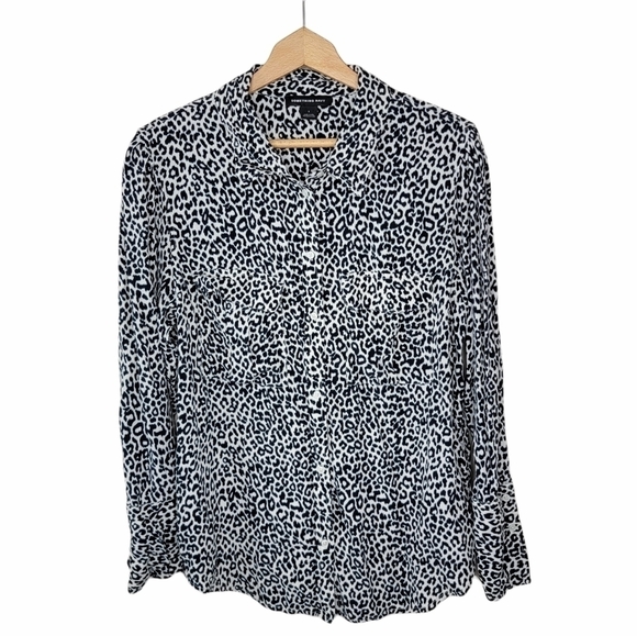 Something Navy | Leopard Print Button Up Shirt Size Large - Picture 1 of 5